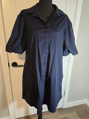 Civico 51 Italy Cotton Stretch Puff Sleeve Shirt Tunic Dress M
